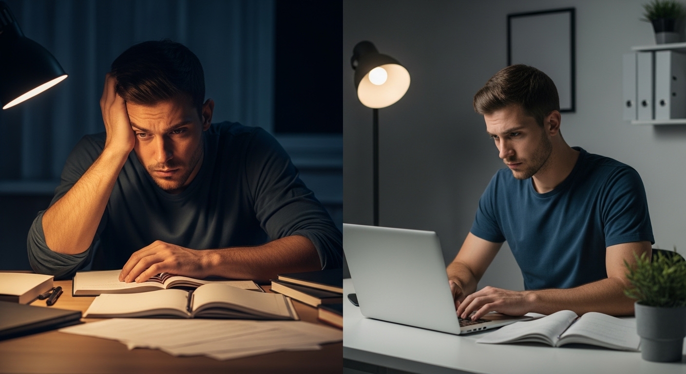 Comparação: Estudo tradicional vs. Estudo com método